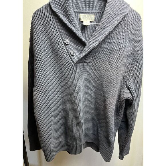 Duluth Trading Sweater Men's XL Rib‎ Knit Shawl Collar Casual Grey - Picture 1 of 8